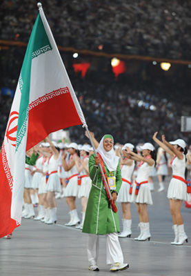 المپیک پکن، ۲۰۰۸. <br />
مراسم افتتاحیه و رژه ورزشکاران ایران   