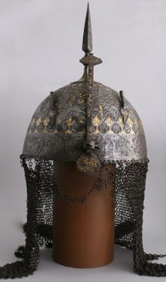 Armour comprising helmet, cuirass (chahar ‘aineh) and shield (dhal)<br />
North India, 19th century<br />
<br />
Cambridge, Fitzwilliam Museum<br />
