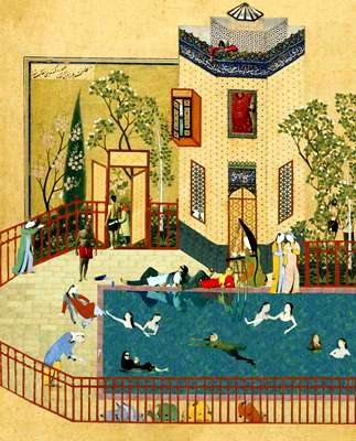Soody Sharifi<br />
Frolicking Women in the Pool, 2007<br />
109.2cm x134.6cm<br />
